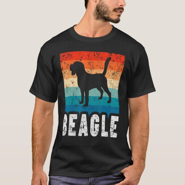 Beagle Retro Stripes Vintage Silhouette Dog T-Shirt (Front)