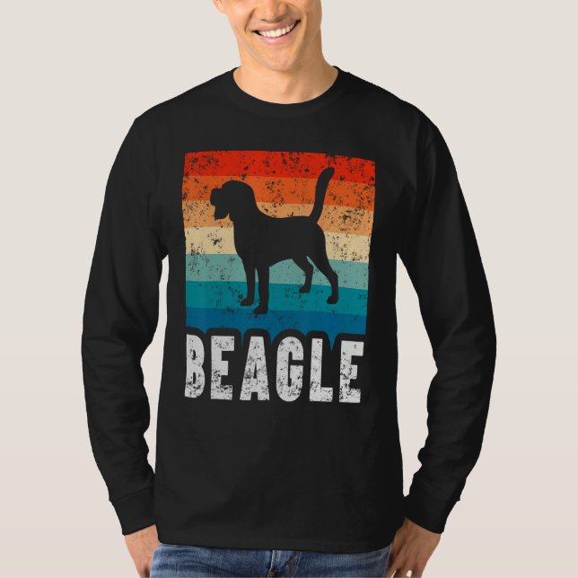 Beagle Retro Stripes Vintage Silhouette Dog T-Shirt (Front)