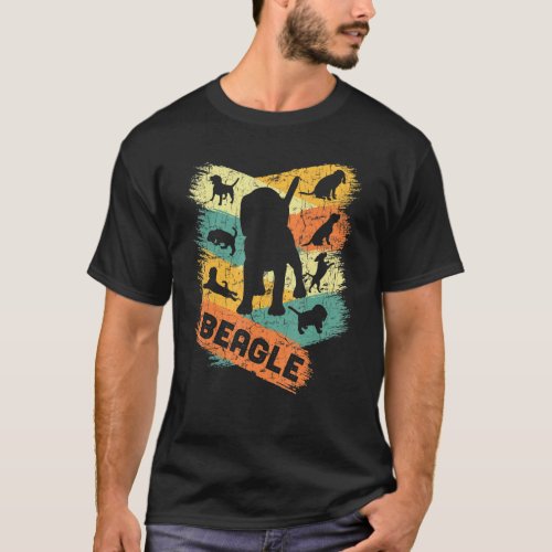 Beagle     Retro Vintage Silhouettes of Dog Beagle T_Shirt