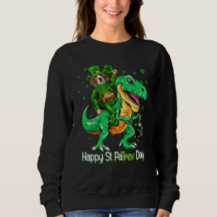 Beagle Riding Dinosaur Patricks Day Shamrock Sweatshirt