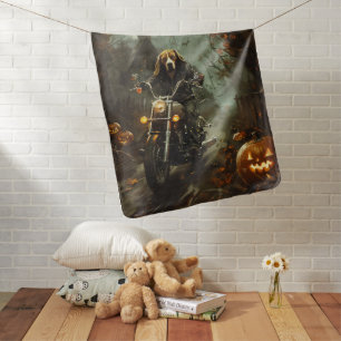 Beagle Riding Motorcycle Halloween Scary  Baby Blanket