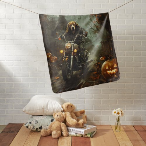 Beagle Riding Motorcycle Halloween Scary  Baby Blanket