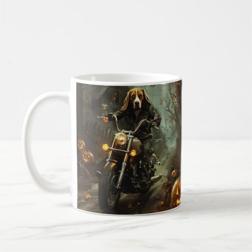 Beagle Riding Motorcycle Halloween Scary  Coffee Mug