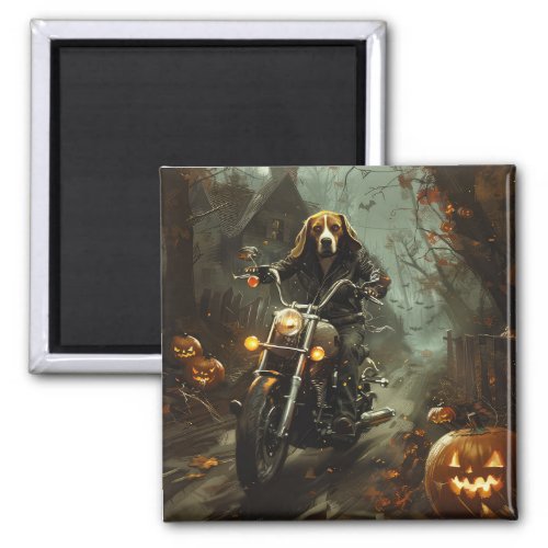 Beagle Riding Motorcycle Halloween Scary  Magnet