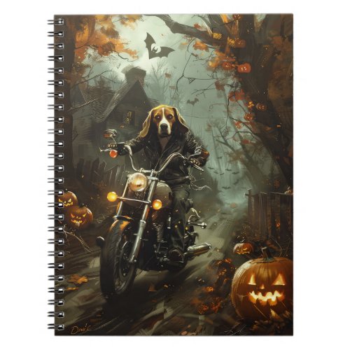 Beagle Riding Motorcycle Halloween Scary  Notebook