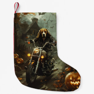 Beagle Riding Motorcycle Halloween Scary Small Christmas Stocking