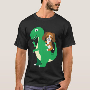 Beagle Riding T Rex Cool Dinosaur Dino Dog Hallowe T-Shirt