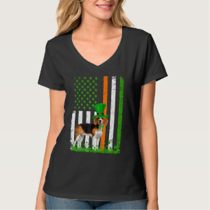 Beagle Saint Patrick's Day Dogs Lover American Fla T-Shirt