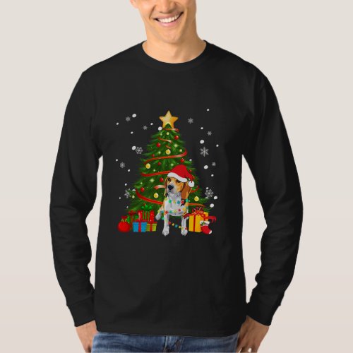 Beagle Santa Christmas Tree Light Pajama Dog Xmas T_Shirt