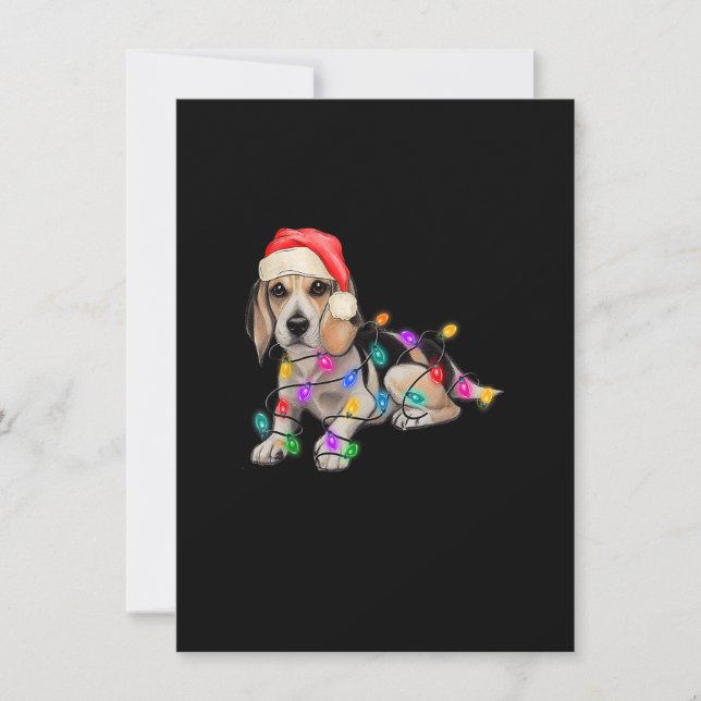 Beagle Santa Christmas Tree Lights Xmas Boys Dog D Invitation (Front)