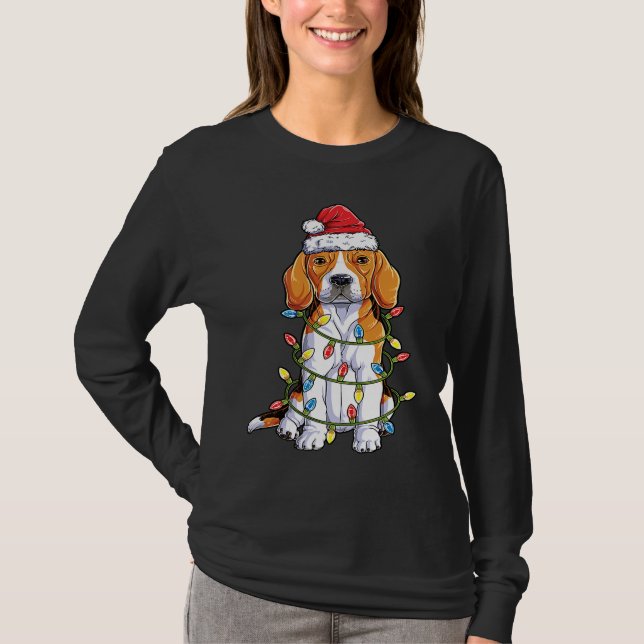 Beagle Santa Christmas Tree Lights Xmas  Boys Kids T-Shirt (Front)