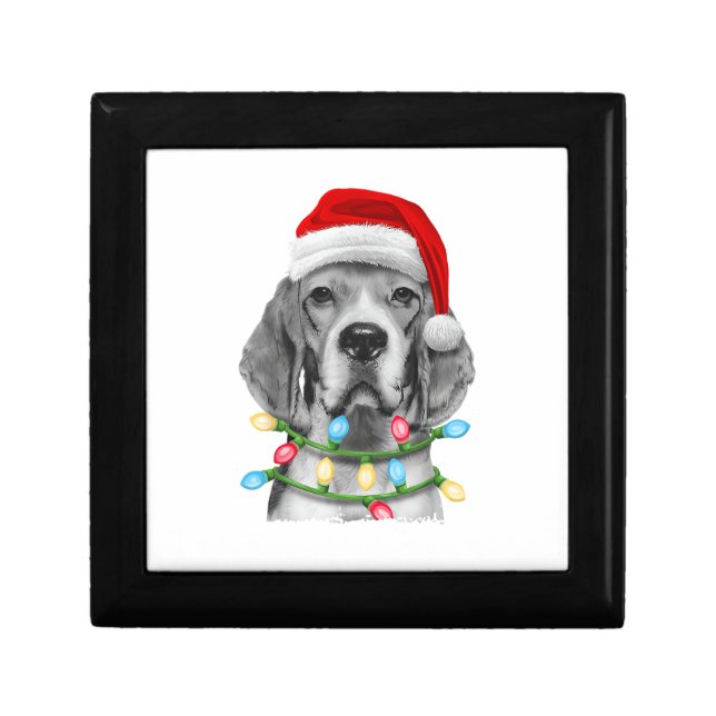 Beagle Santa Christmas Tree Lights Xmas Boys Men D Gift Box (Front)