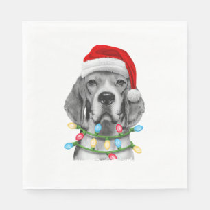 Beagle Santa Christmas Tree Lights Xmas Boys Men D Napkins