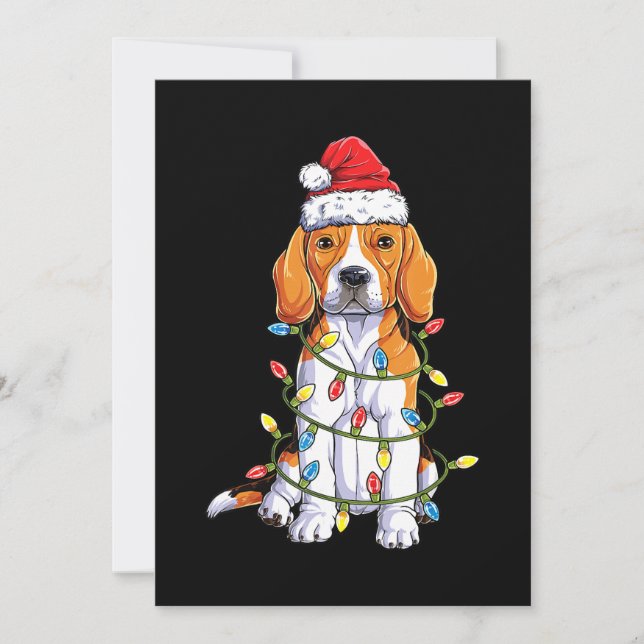 Beagle Santa Christmas Tree Lights Xmas Gifts Boys Announcement (Front)