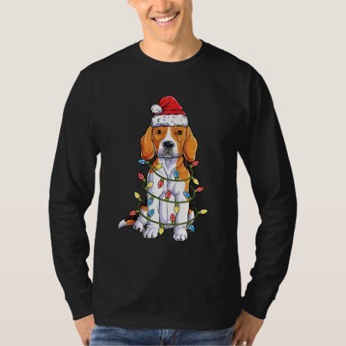 Beagle Santa Christmas Tree Lights Xmas Gifts Boys T_Shirt
