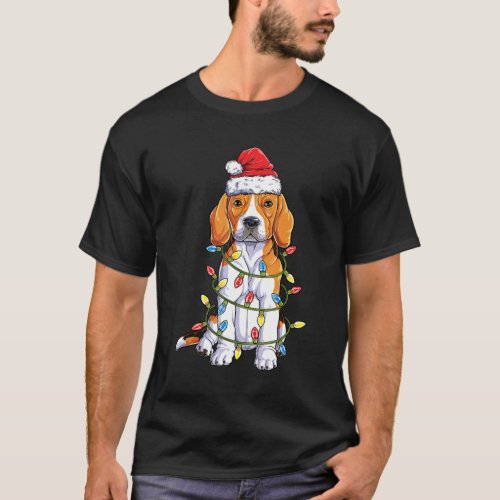 Beagle Santa Christmas Tree Lights Xmas Gifts Boys T_Shirt