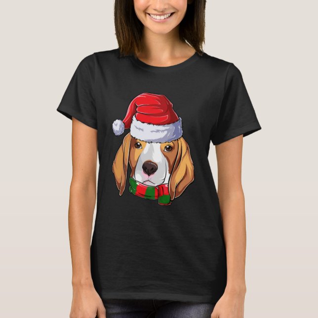 Beagle Santa Claus Boys Apparel Christmas Kids Dog T-Shirt (Front)