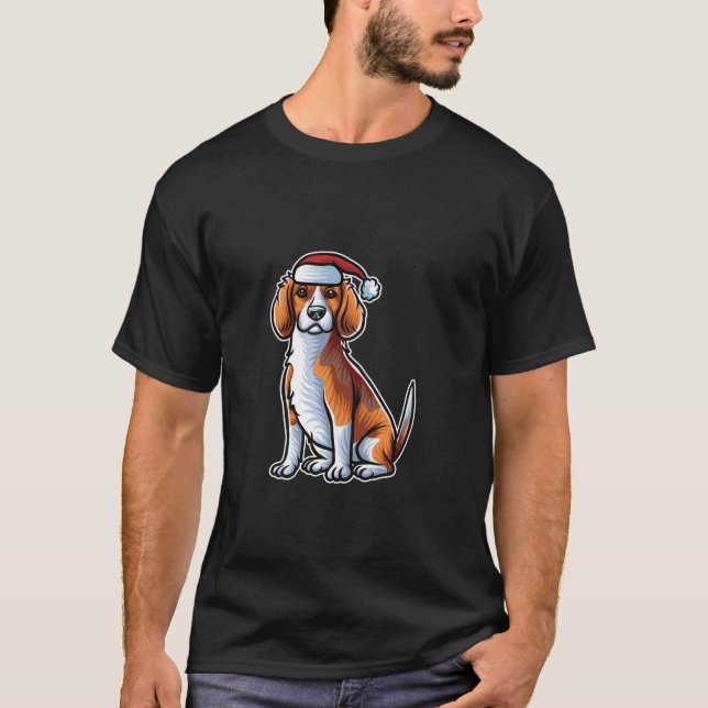 Beagle Santa Claus Hat Merry Christmas Dog X Mas D T-Shirt (Front)