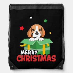 Beagle Santa Dog Lovers Merry Christmas Xmas Drawstring Bag