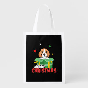 Beagle Santa Dog Lovers Merry Christmas Xmas  Grocery Bag