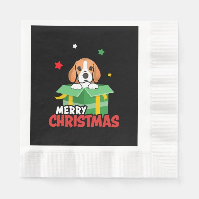 Beagle Santa Dog Lovers Merry Christmas Xmas  Napkins (Front)
