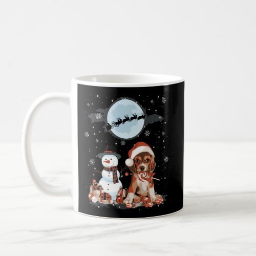 Beagle Santa Hat Snowman Santa Under Moonlight Chr Coffee Mug