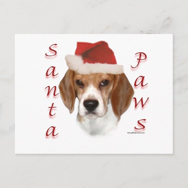 Beagle Santa Paws Holiday Postcard (Front)