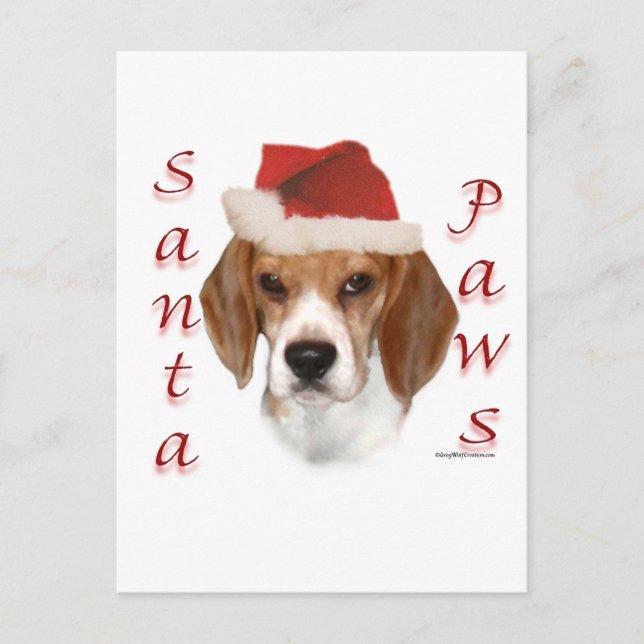 Beagle Santa Paws Holiday Postcard (Front)