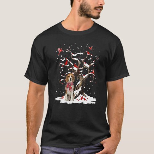 Beagle Scarf Cardinal Snow Christmas T_Shirt