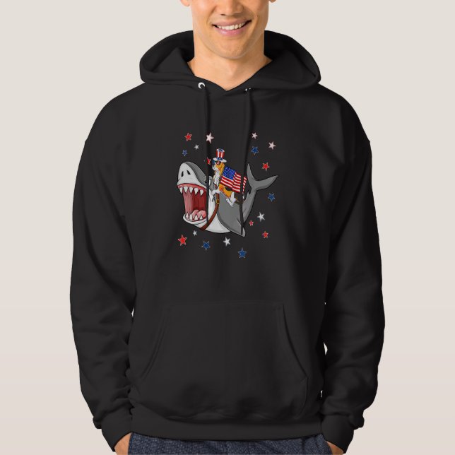 Beagle Shark 4th Of July Dog Mom Dad Puppy Hoodie (Front)