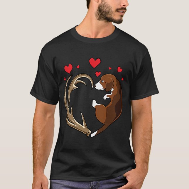 Beagle & Shed antlers hunting HEART  dog owner hun T-Shirt (Front)