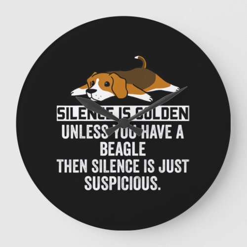 Beagle Silence Is Golden Funny Dog Large Clock