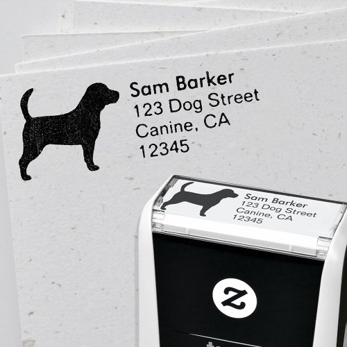 Beagle Silhouette Dog Lovers Return Address Self_inking Stamp