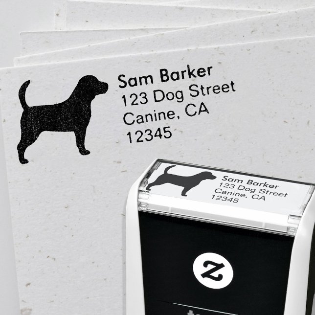 Beagle Silhouette Dog Lover's Return Address Self-inking Stamp (Creator Uploaded)