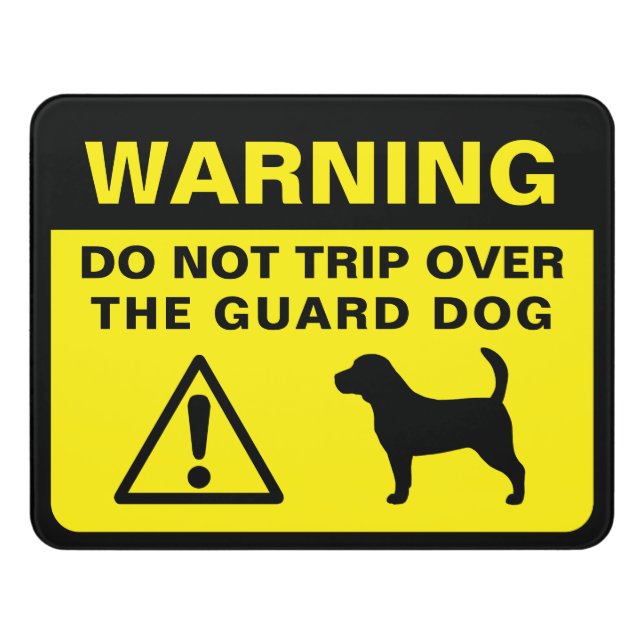 Beagle Silhouette Funny Guard Dog Warning Door Sign (Contemporary Front)