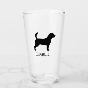 Beagle Silhouette Personalized Dog Breed Glass