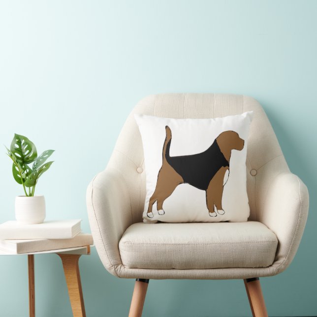 Beagle Silhouette Throw Pillow (Chair)