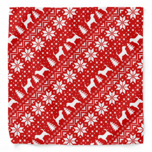 Beagle Silhouettes Christmas Pattern Bandana