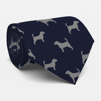 Beagle Silhouettes Pattern Navy Blue Dog Lover Neck Tie