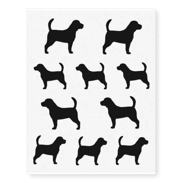 Beagle Silhouettes Temporary Tattoos (Front)