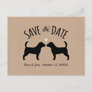 Beagle Silhouettes Wedding Save the Date Announcement Postcard