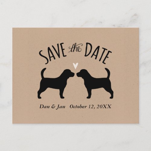 Beagle Silhouettes Wedding Save the Date Announcement Postcard