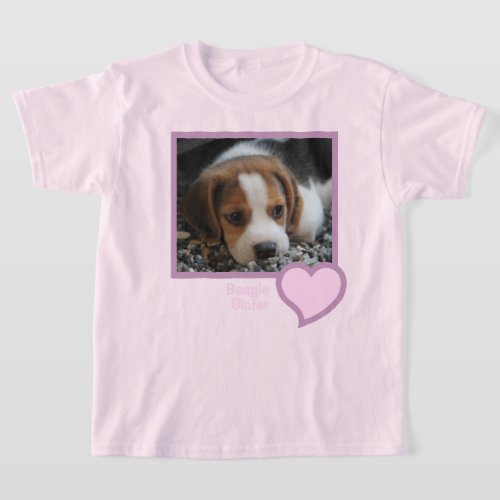 Beagle Sister Text Pet Dog Family Photo  T_Shirt