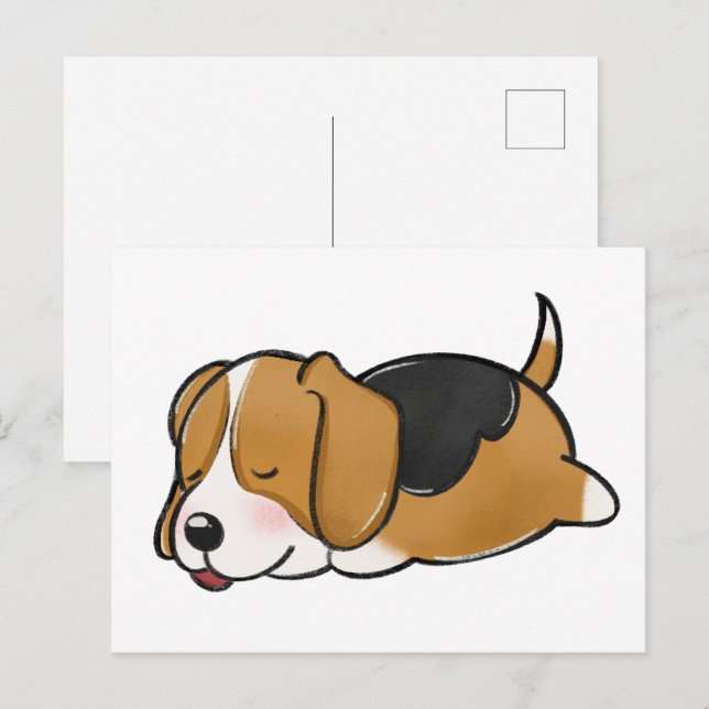 Beagle Sleeping Cartoon Postcard (Front/Back)