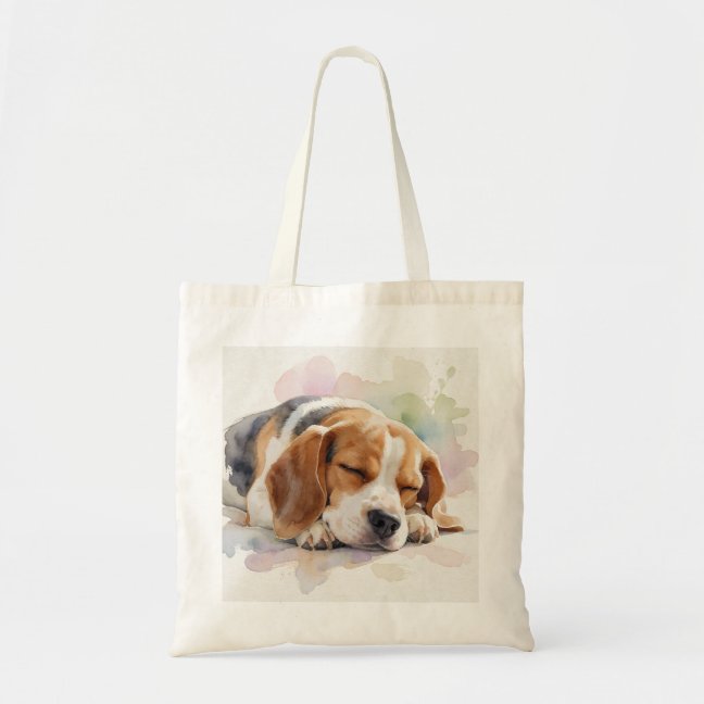Beagle Sleeping With One Ear Flopped Over The Nose Tote Bag