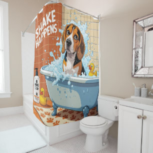 Beagle Sloppy Sleepy Cute Funny Shower Curtain