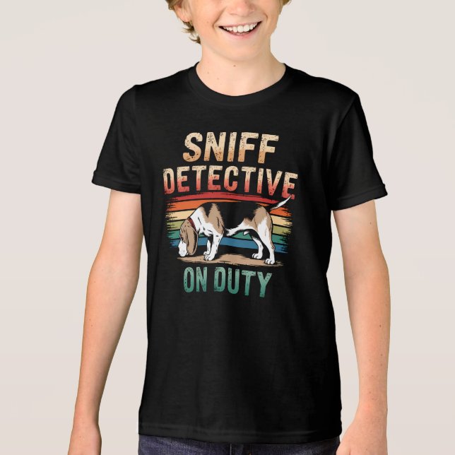 Beagle Sniff Detective Retro Dog Tri-Blend Shirt (Front)