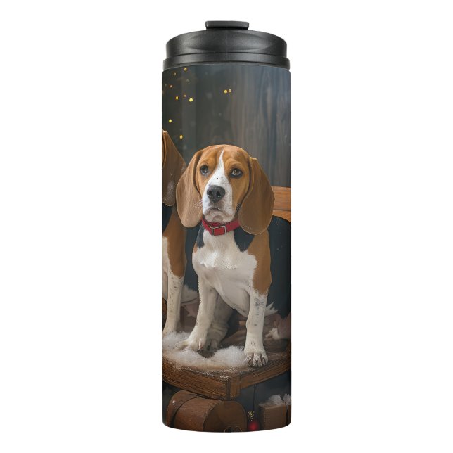 Beagle Snowy Sleigh Christmas Decor  Thermal Tumbler (Front)