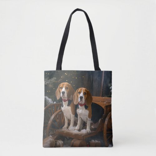 Beagle Snowy Sleigh Christmas Decor  Tote Bag