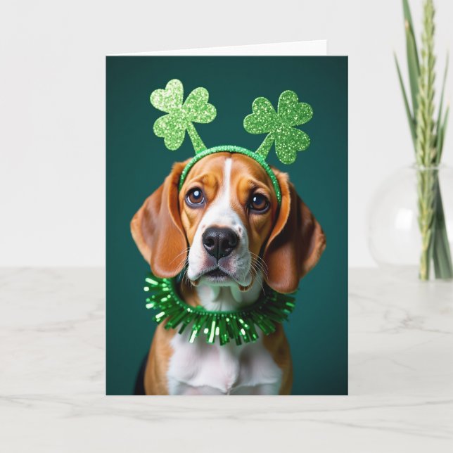 Beagle St Patricks Day Card (Front)